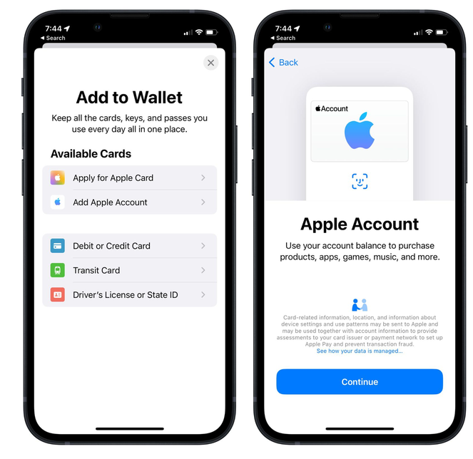 城东苹果手机维修分享iOS 15.5钱包App如何添加 Apple 账户 