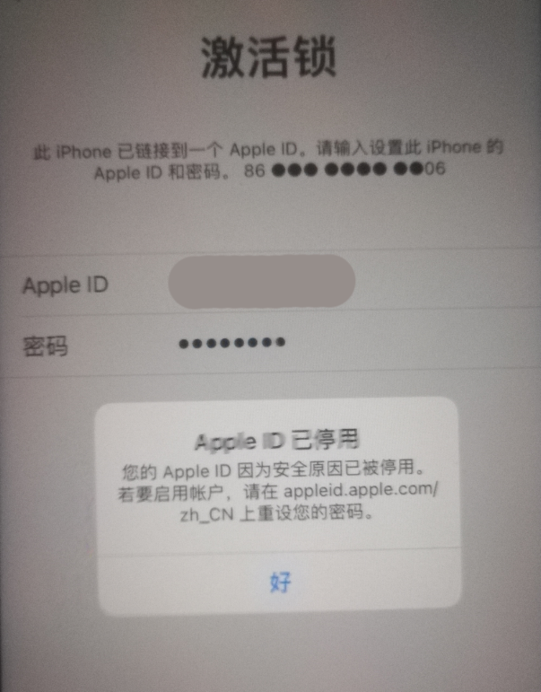城东苹果手机维修分享iPhone 12 出现提示“Apple ID 已停用”怎么办 